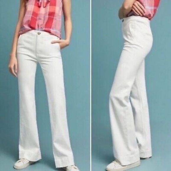 Anthropologie x Pilcro and the Letterpress High-Rise Bootcut Jeans White Size 32 - Picture 1 of 12